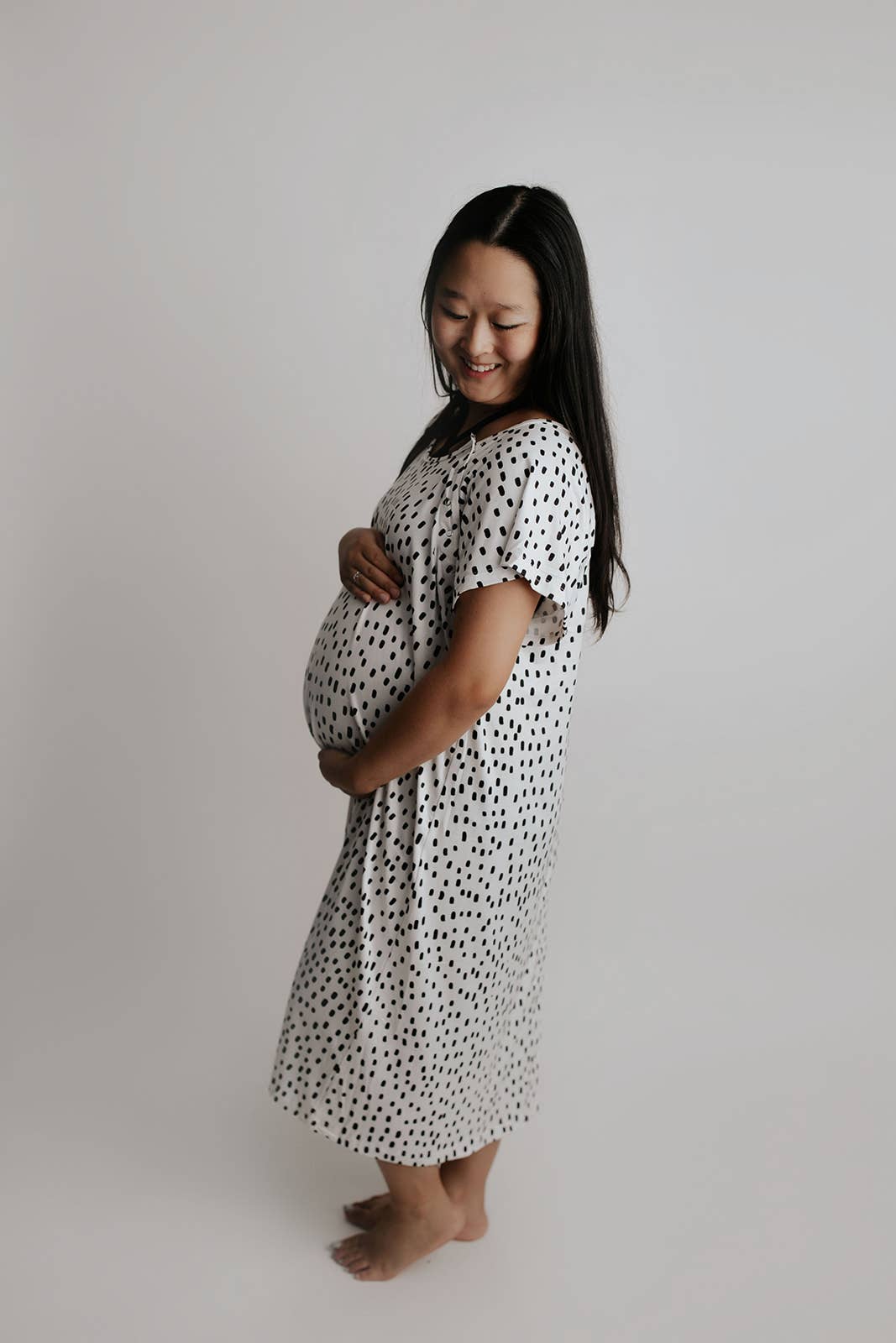 Dot Maternity Mommy Labor and Delivery/ Nursing Gown