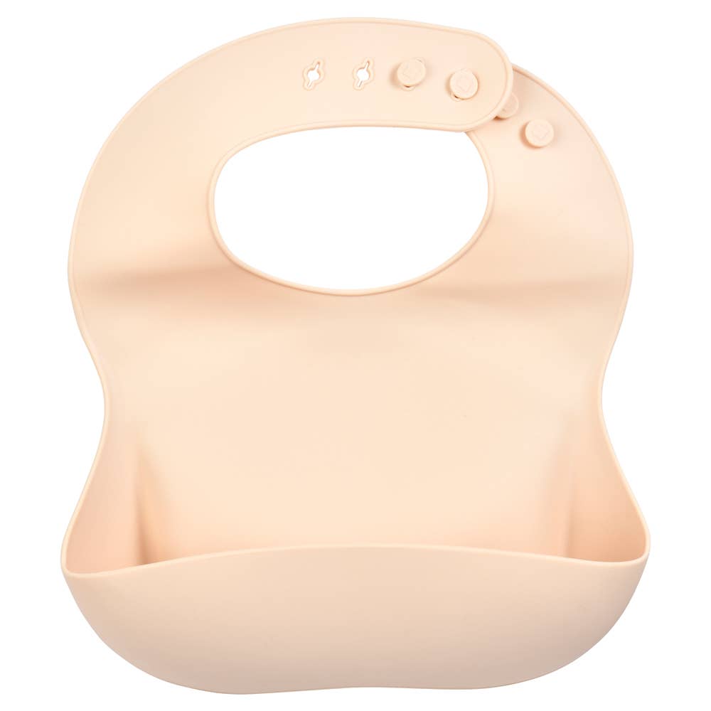 Sugar Cookie Tan Print Silicone Bib with Crumb Catcher