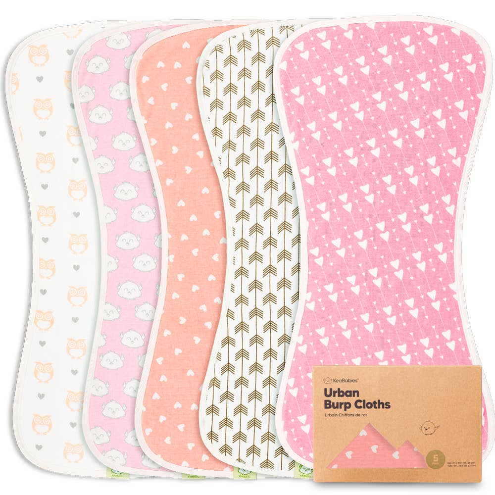 KeaBabies 5-Pack Urban Burp Cloths