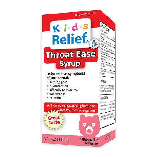 Kids Relief Throat Ease Syrup for Kids 0-12 Years, 3.4 oz