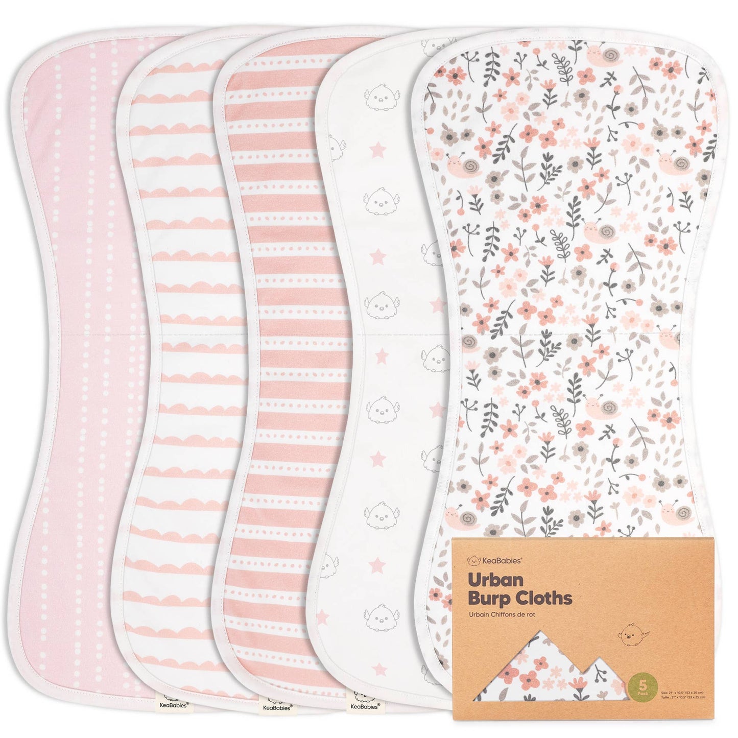 KeaBabies 5-Pack Urban Burp Cloths