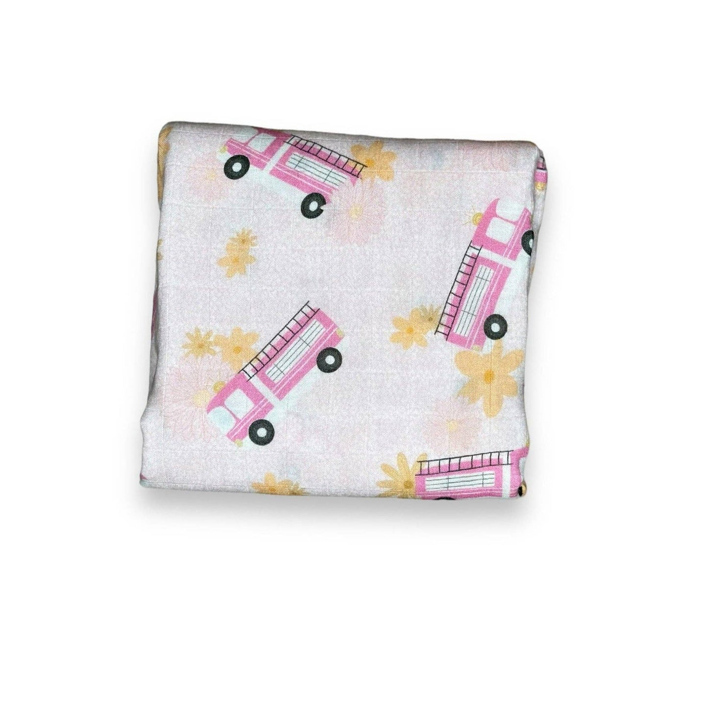 Muslin Swaddle, Pink Fire Trucks