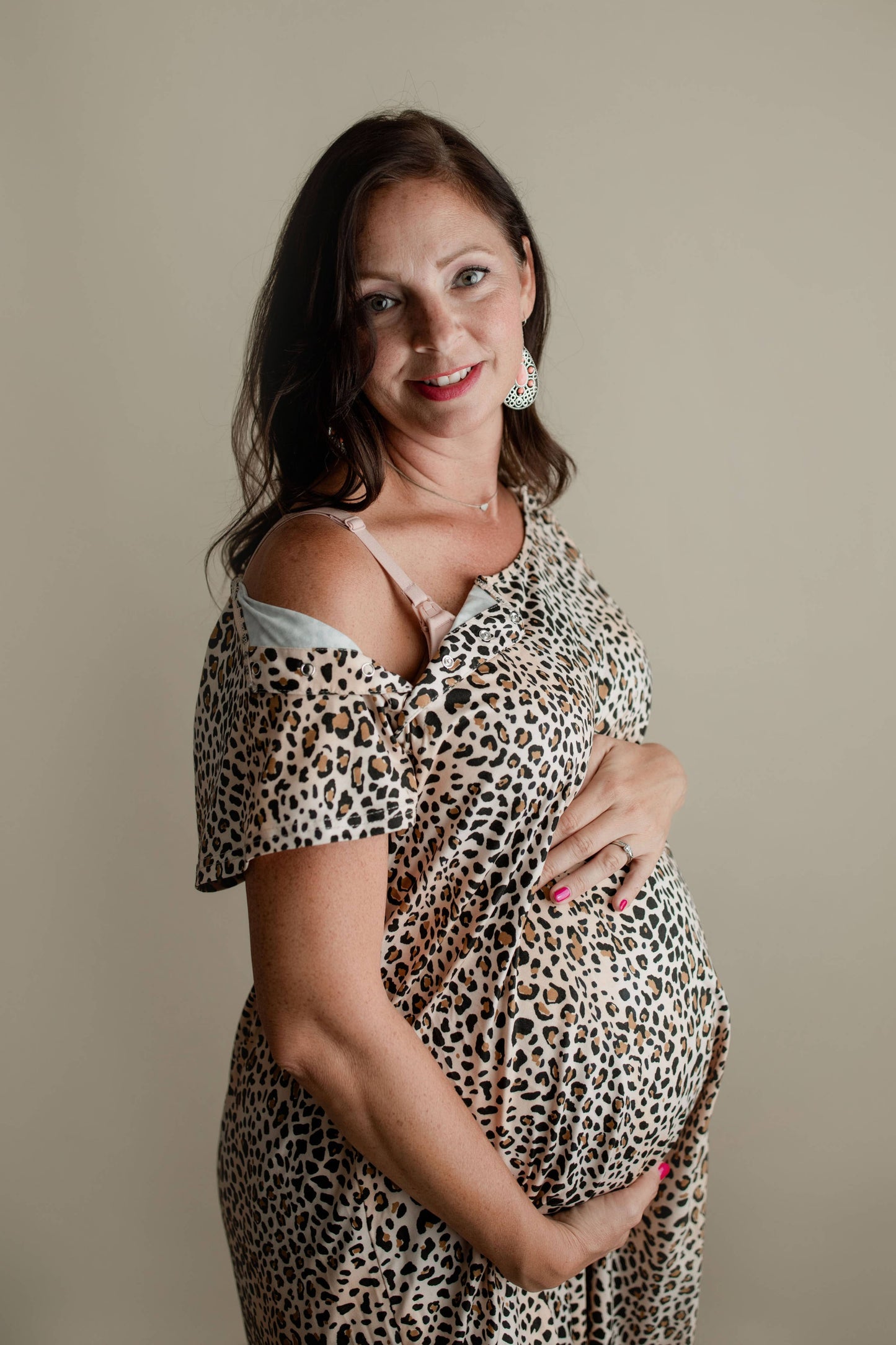 Leopard Maternity Mommy Labor and Delivery/ Nursing Gown