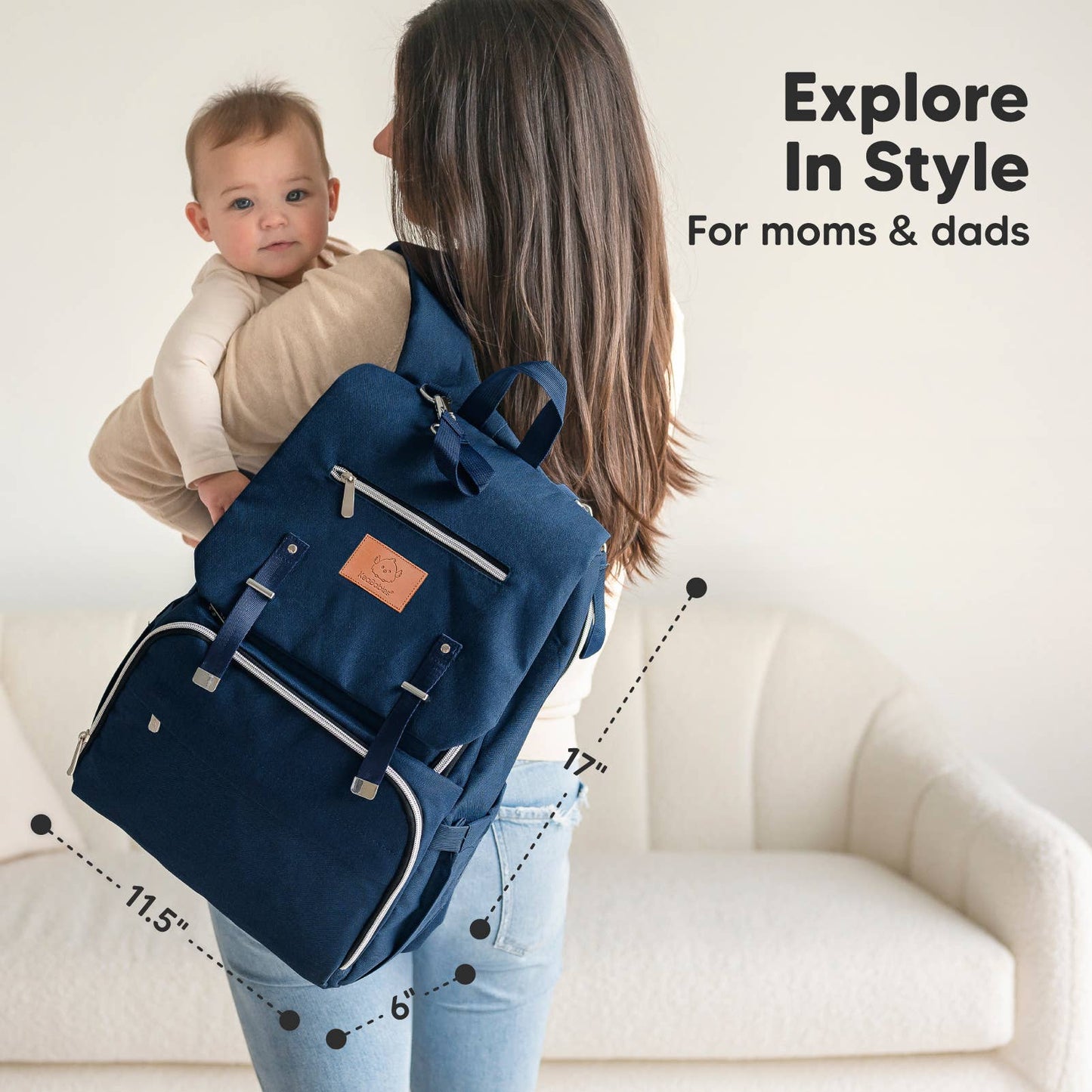 Explorer Diaper Bag Backpack, Changing Pad, Stroller Straps