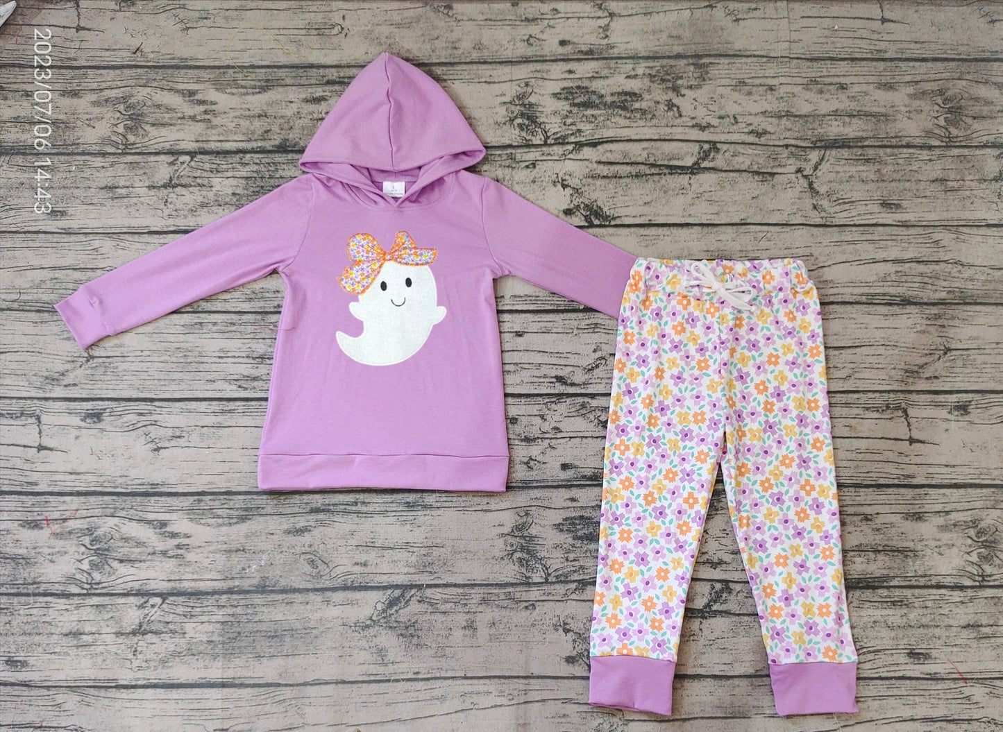 Baby Girls Halloween Ghost Hoodie Floral Pants Clothes Sets