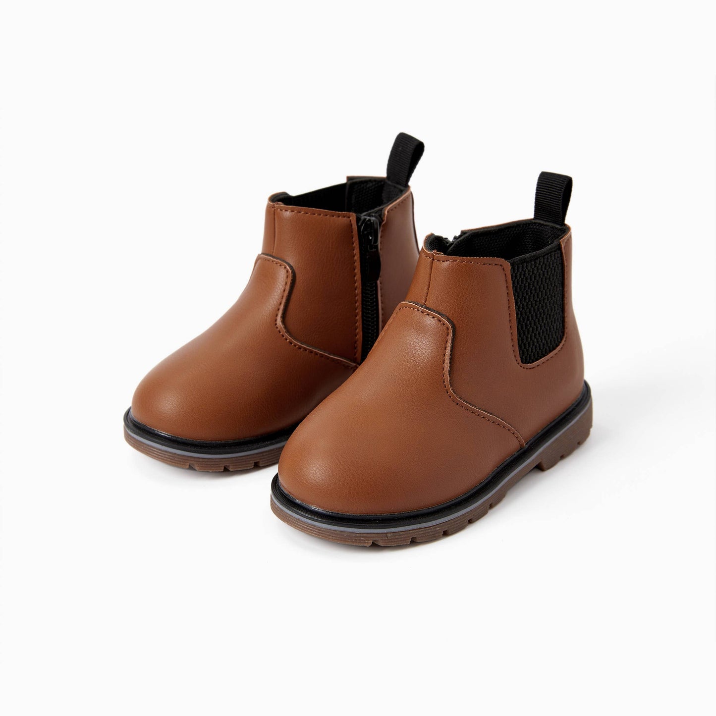 Kids' Spandex PU Leather Boots with Zipper - Solid Color