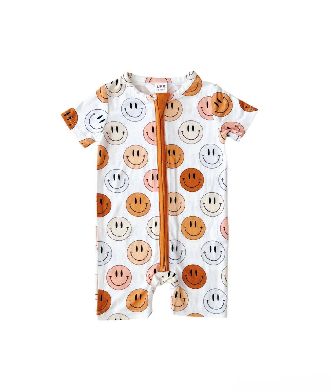 Smiley Bamboo Baby Clothing Short Romper | Copper