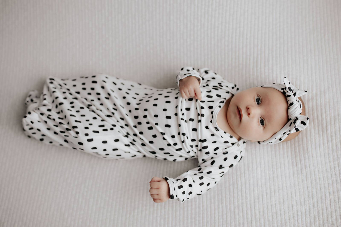 Black & White Poka Dot Knotted Gown