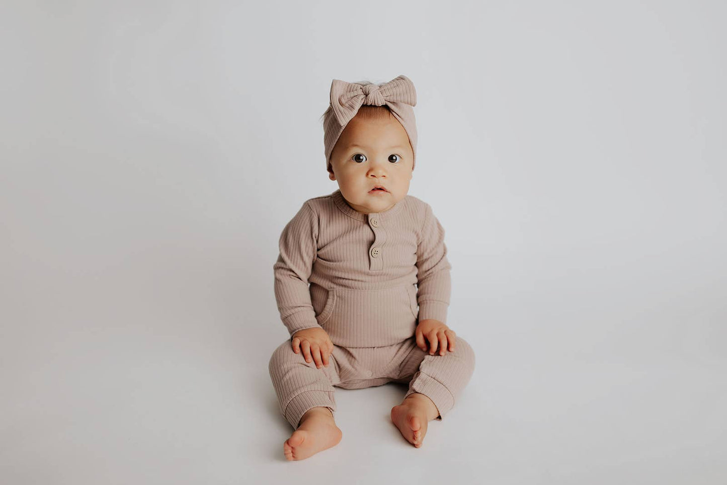 Baby Ribbed Playsuit with Pockets and Bow