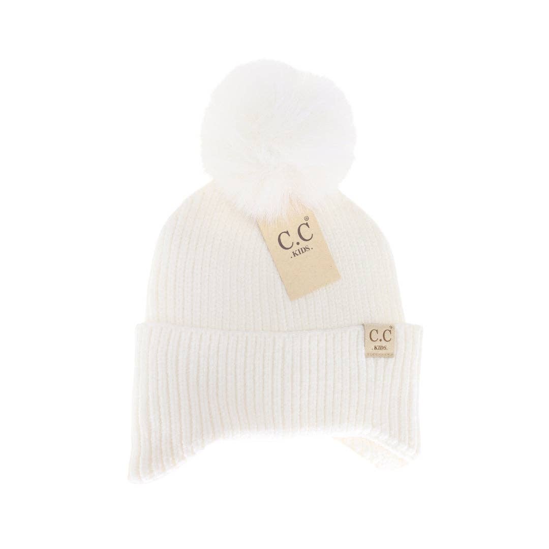 KIDS Ear Flap Double Pom C.C Beanie KDHTC0078