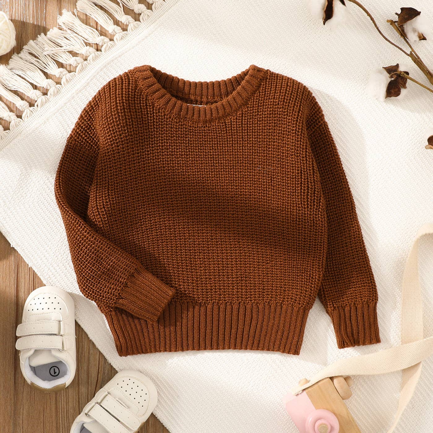 Baby Solid Long sleeve Knitted Sweater Pullover