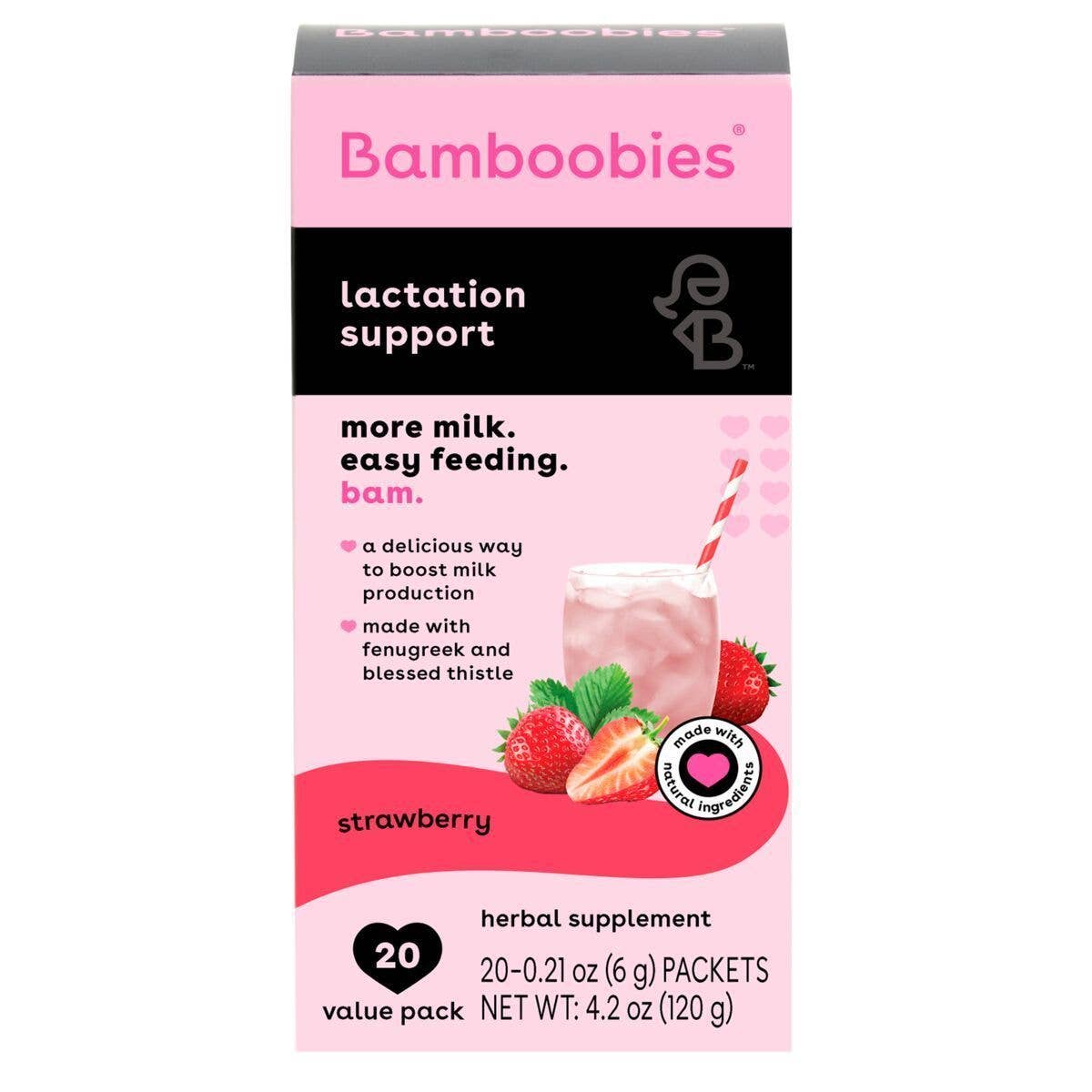 Lactation support drink mix (strawberry)