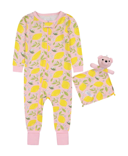 Infant Girls Sweet Lemonade Zip-Front Coverall Pajama