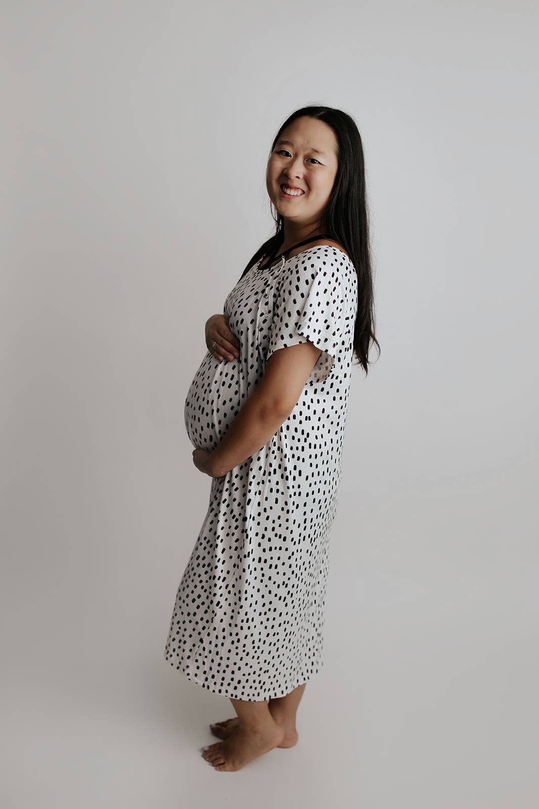 Dot Maternity Mommy Labor and Delivery/ Nursing Gown