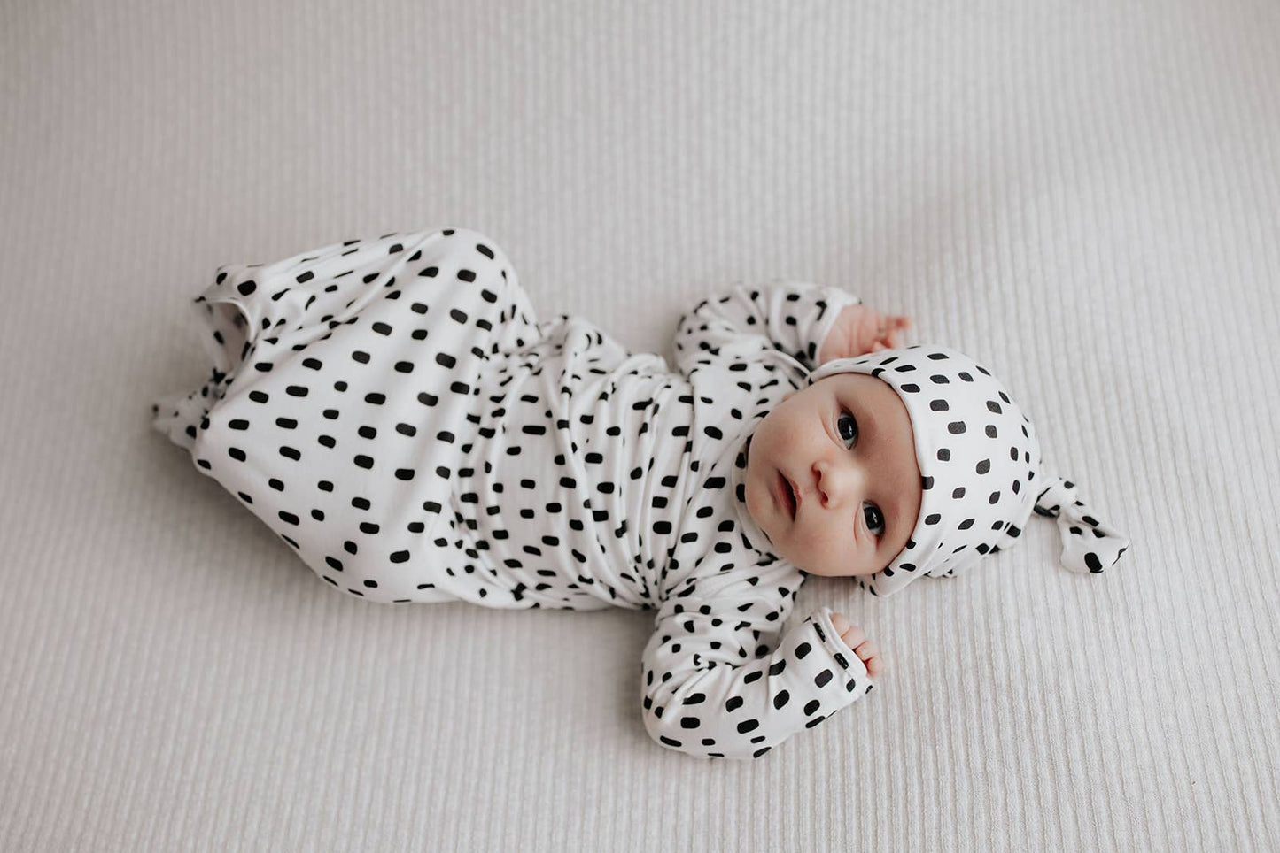 Black & White Poka Dot Knotted Gown