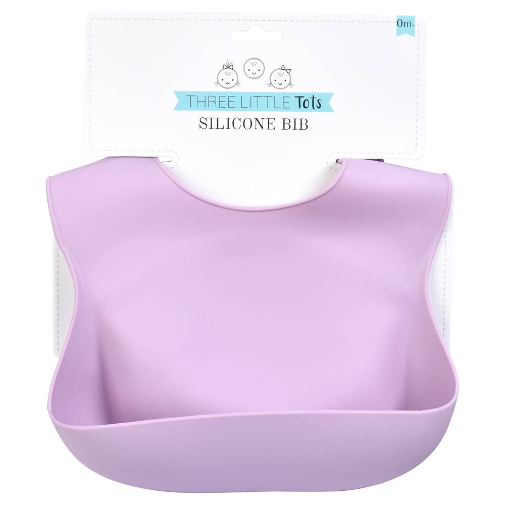 Lilac Print Silicone Bib with Crumb Catcher