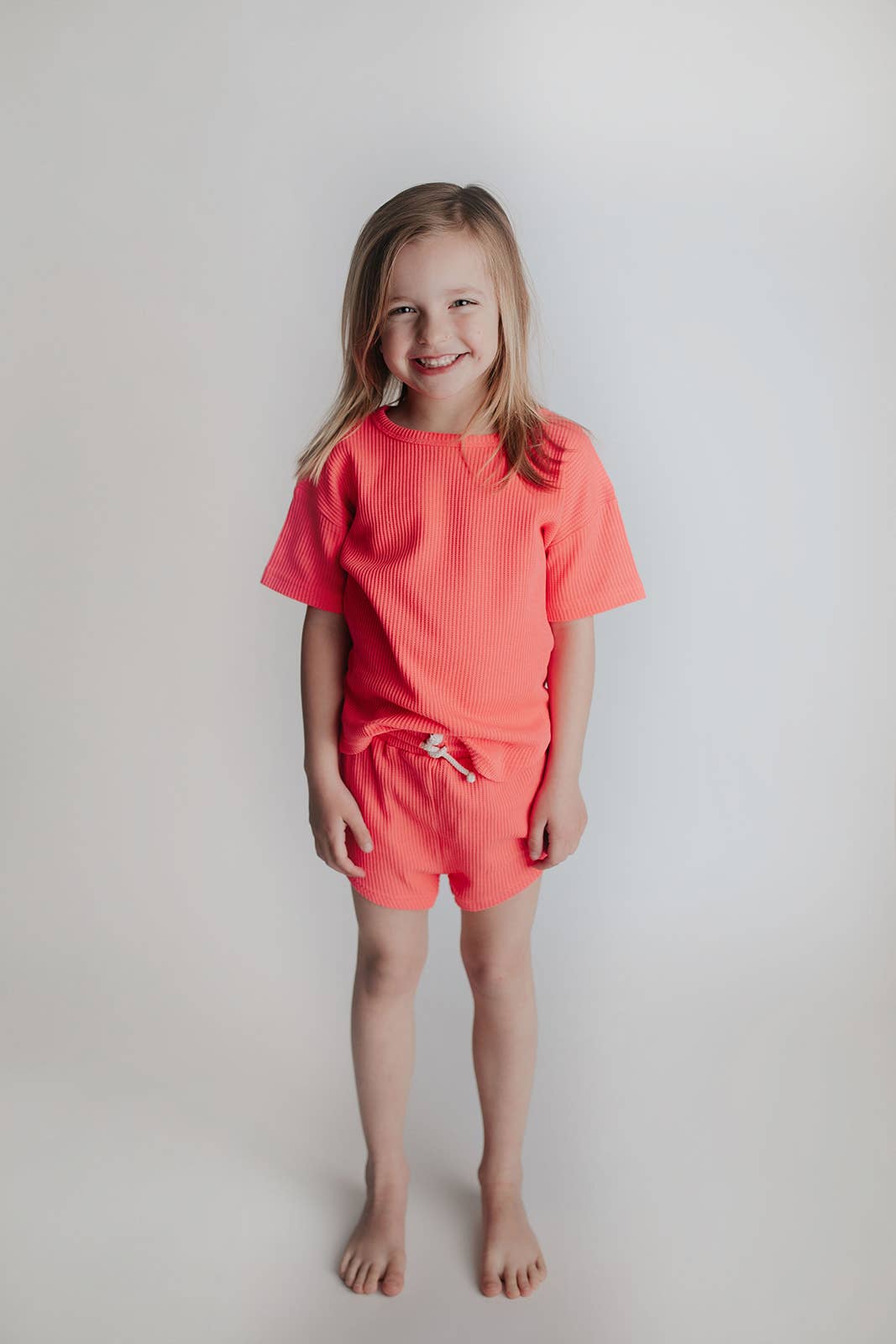 Hot Neon Pink Barbie Summer Waffle Toddler Top & Bottom Set