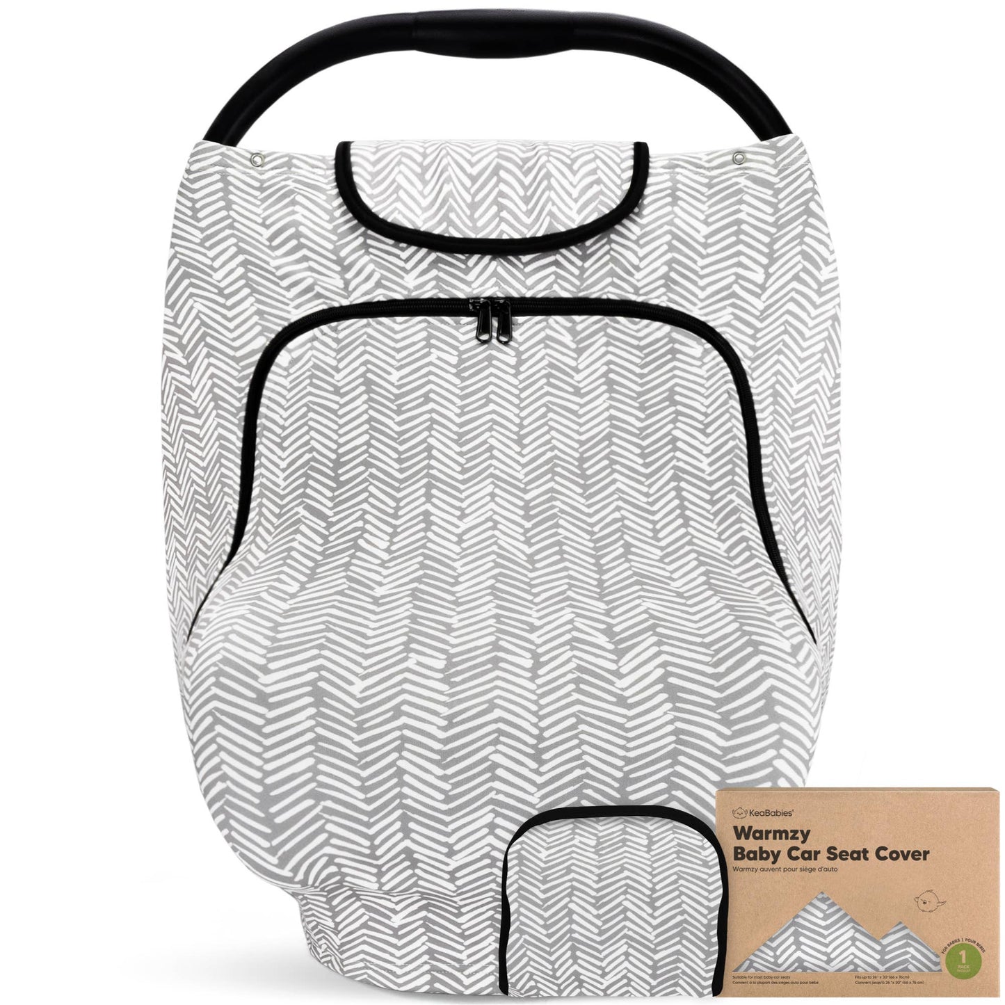 KeaBabies Warmzy Baby Carseat Cover (Herringbone)