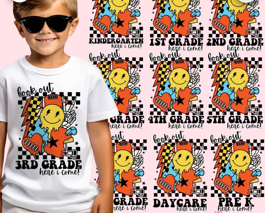 Look out grade here i come kids graphic tee