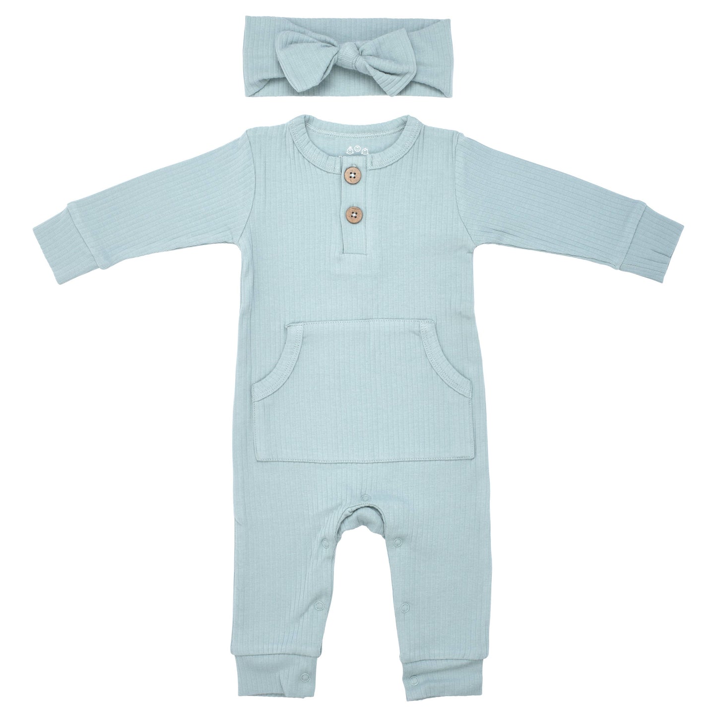 Baby Ribbed Playsuit with Pockets and Bow