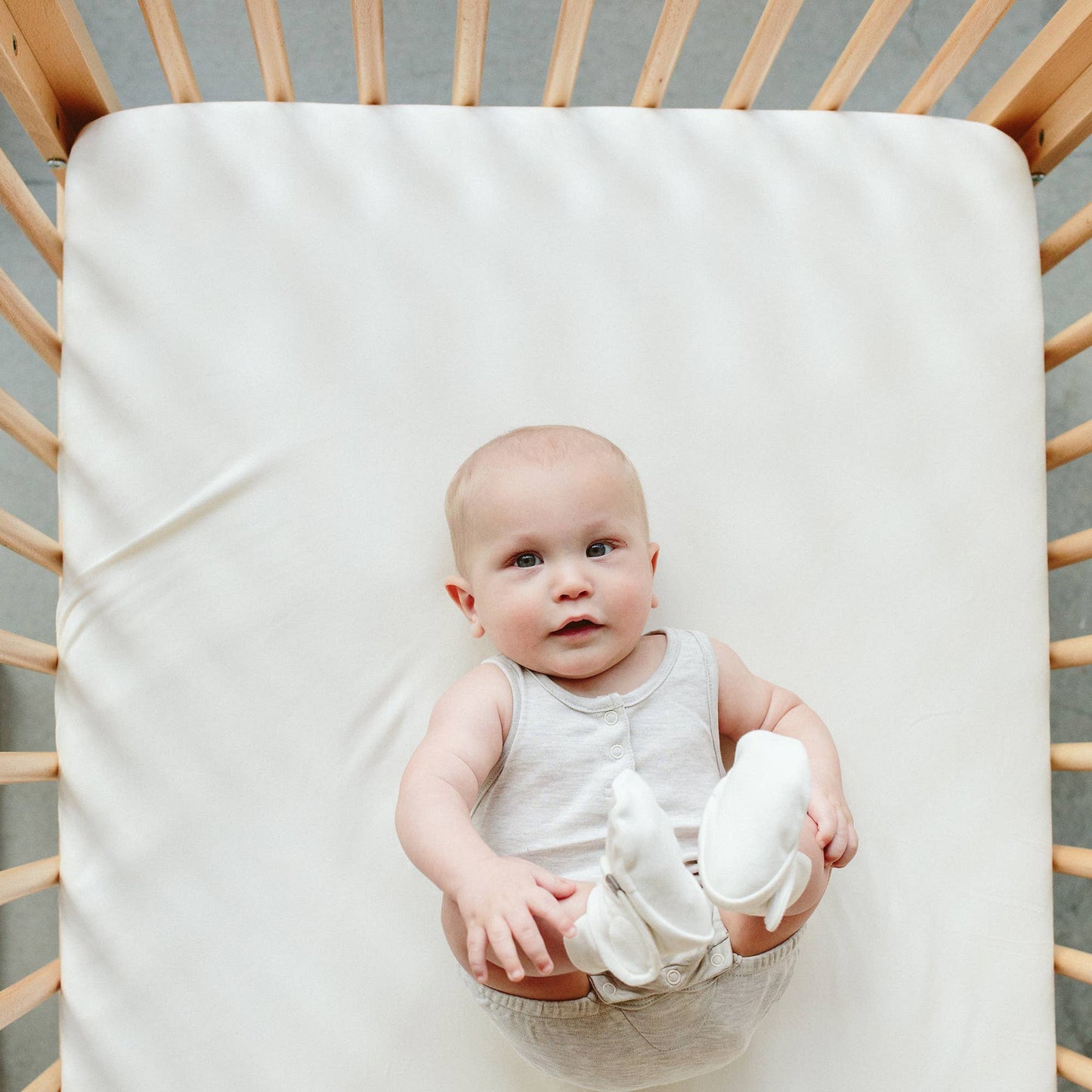 Viscose Bamboo + Organic Cotton Crib Sheet - Cloud