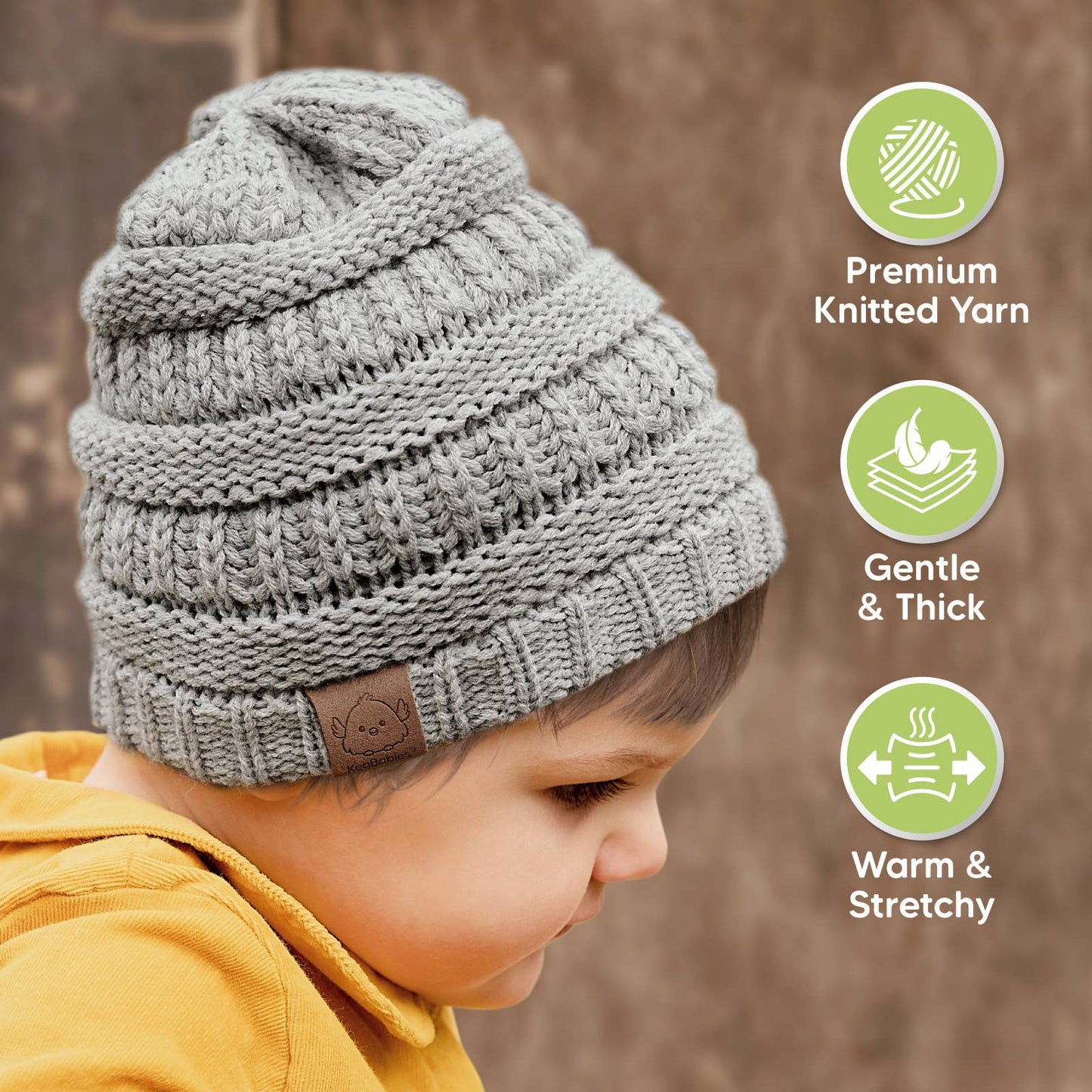 KeaBabies 3-Pack Warmzy Baby Beanies (Sweet Pea, M)