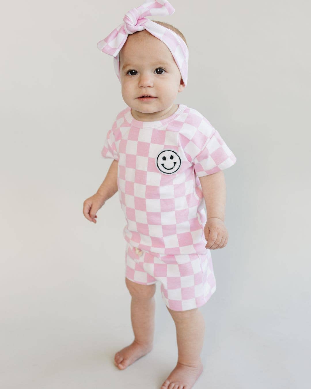 Checkered Shorts Set | Pink