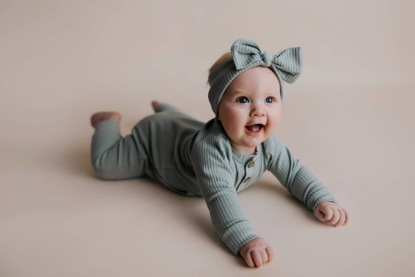 Baby Ribbed Playsuit with Pockets and Bow