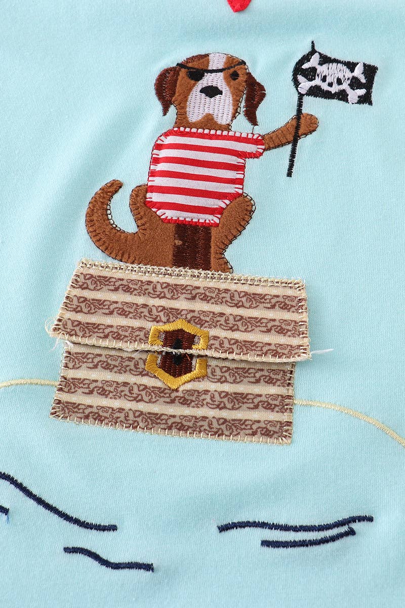 Blue dog applique boy shirt