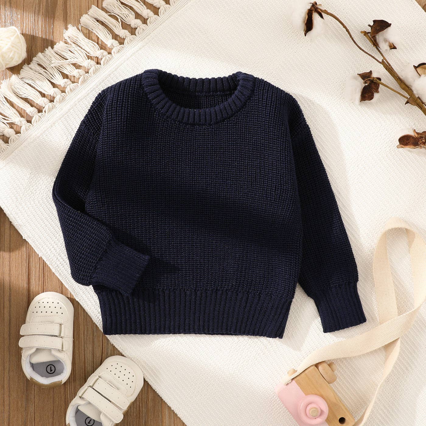 Baby Solid Long sleeve Knitted Sweater Pullover