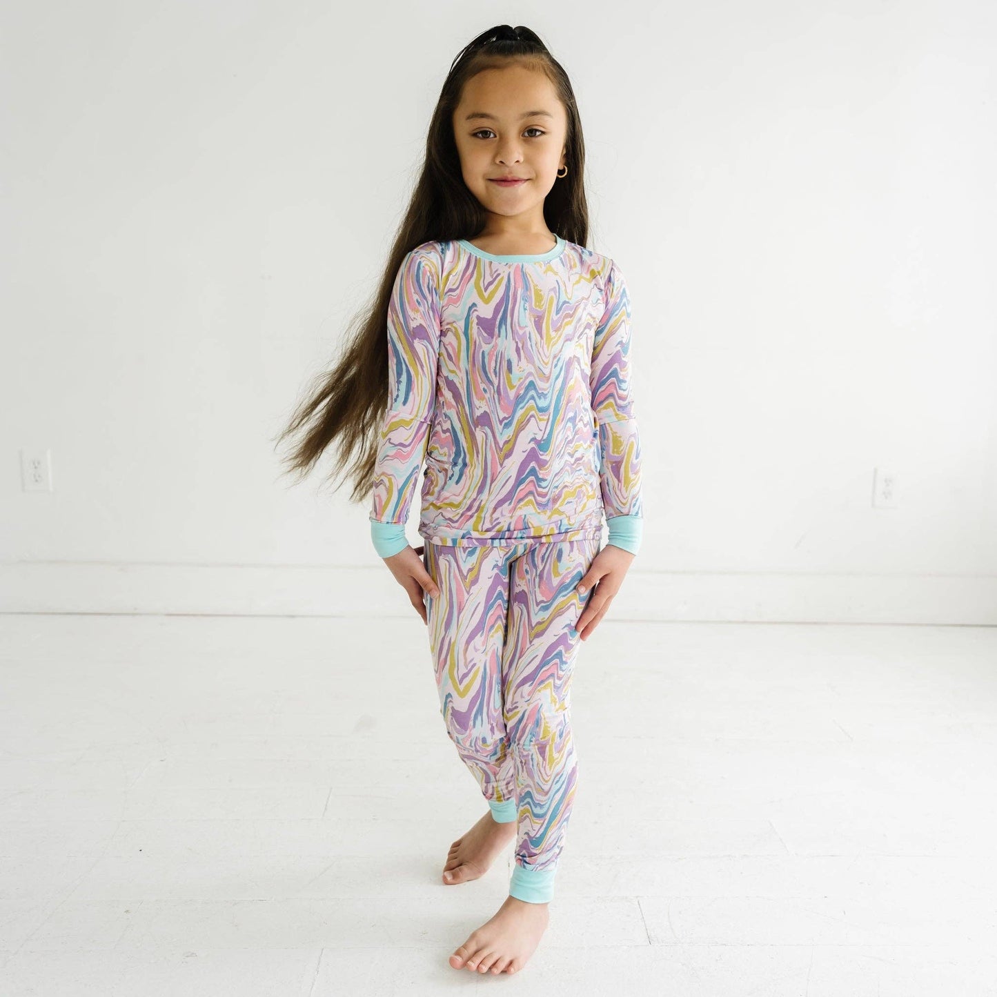 Pink Marble Swirl Two-Piece Bamboo Viscose Pajama Set