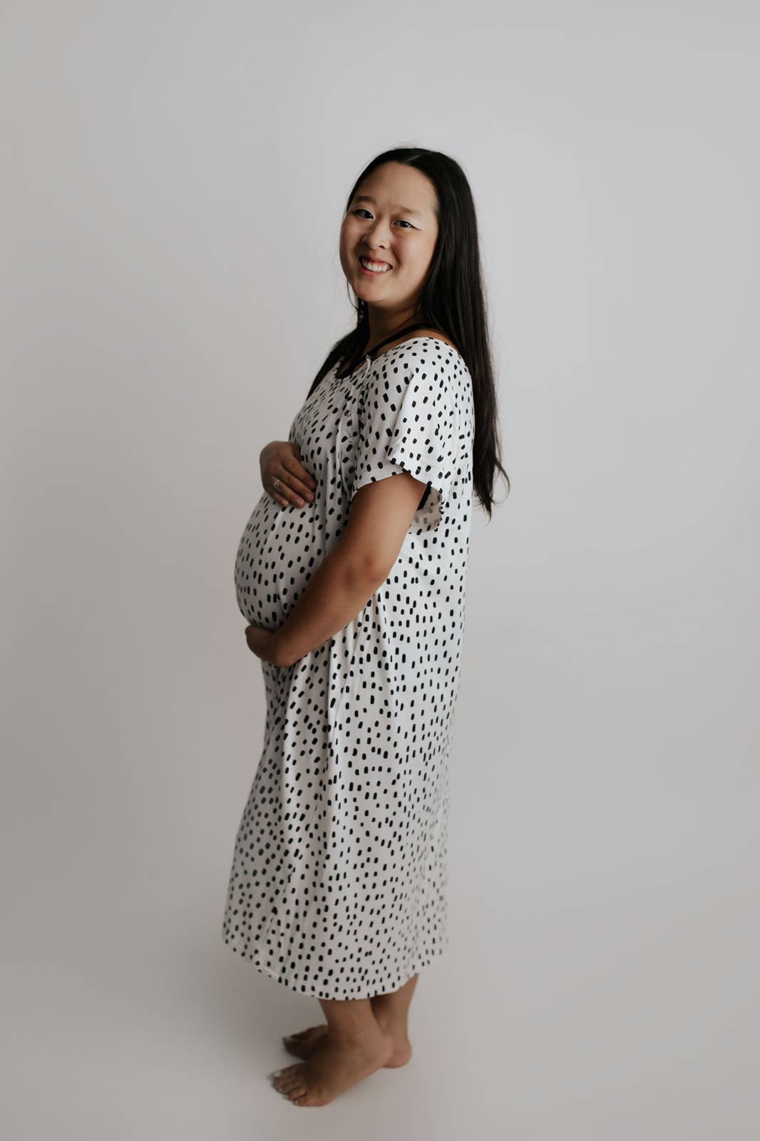 Dot Maternity Mommy Labor and Delivery/ Nursing Gown