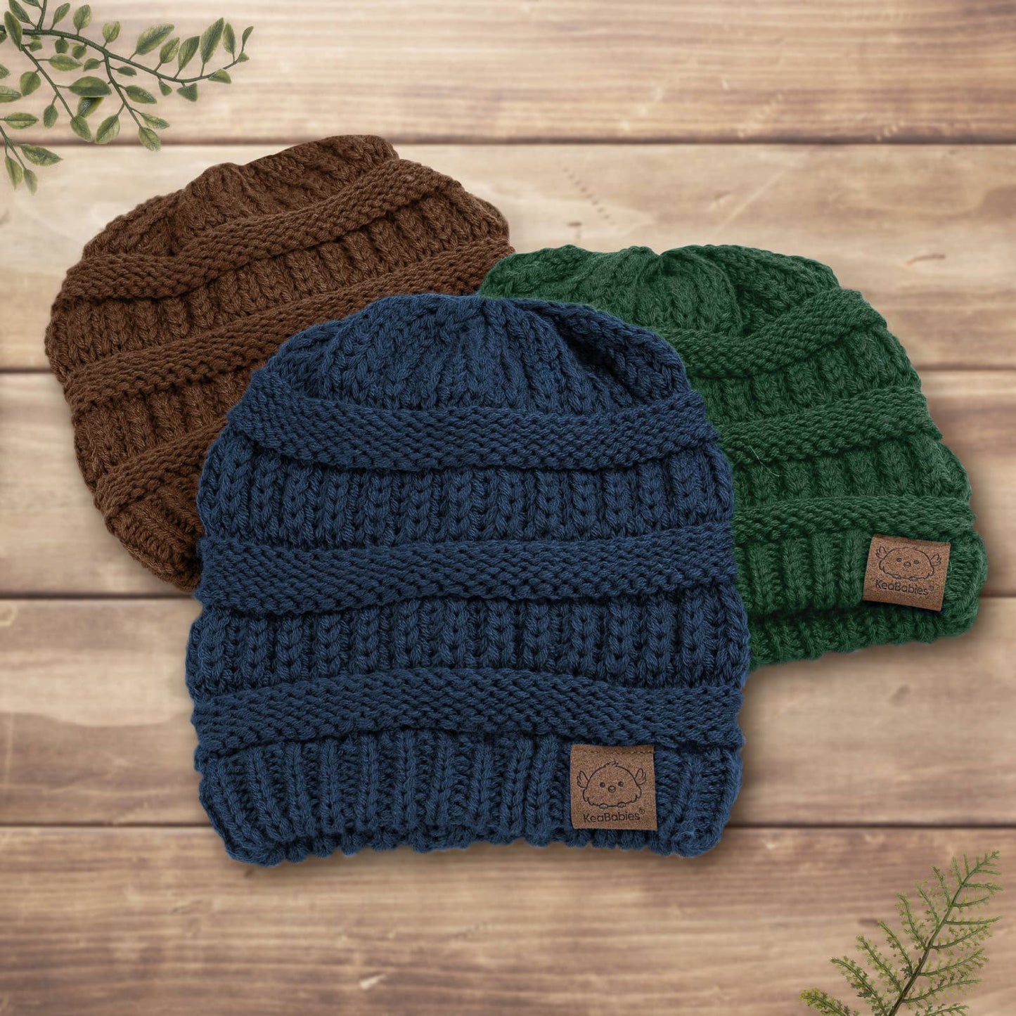 KeaBabies 3-Pack Warmzy Baby Beanies (Icelandic, M)