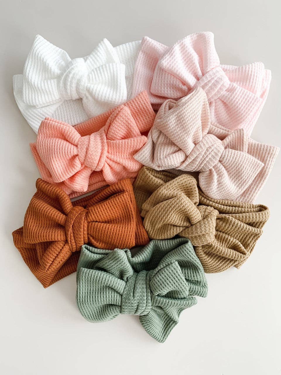 CHUNKY WAFFLE BOW HEADBAND - SAGE