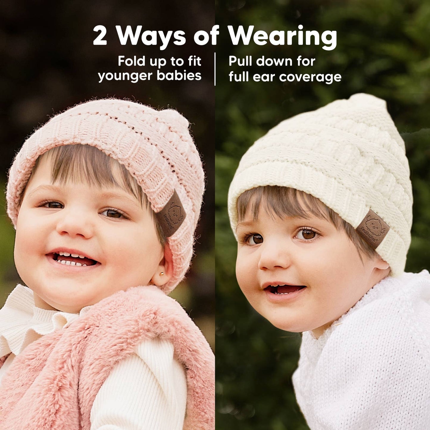 KeaBabies 3-Pack Warmzy Baby Beanies (Sweet Pea, M)