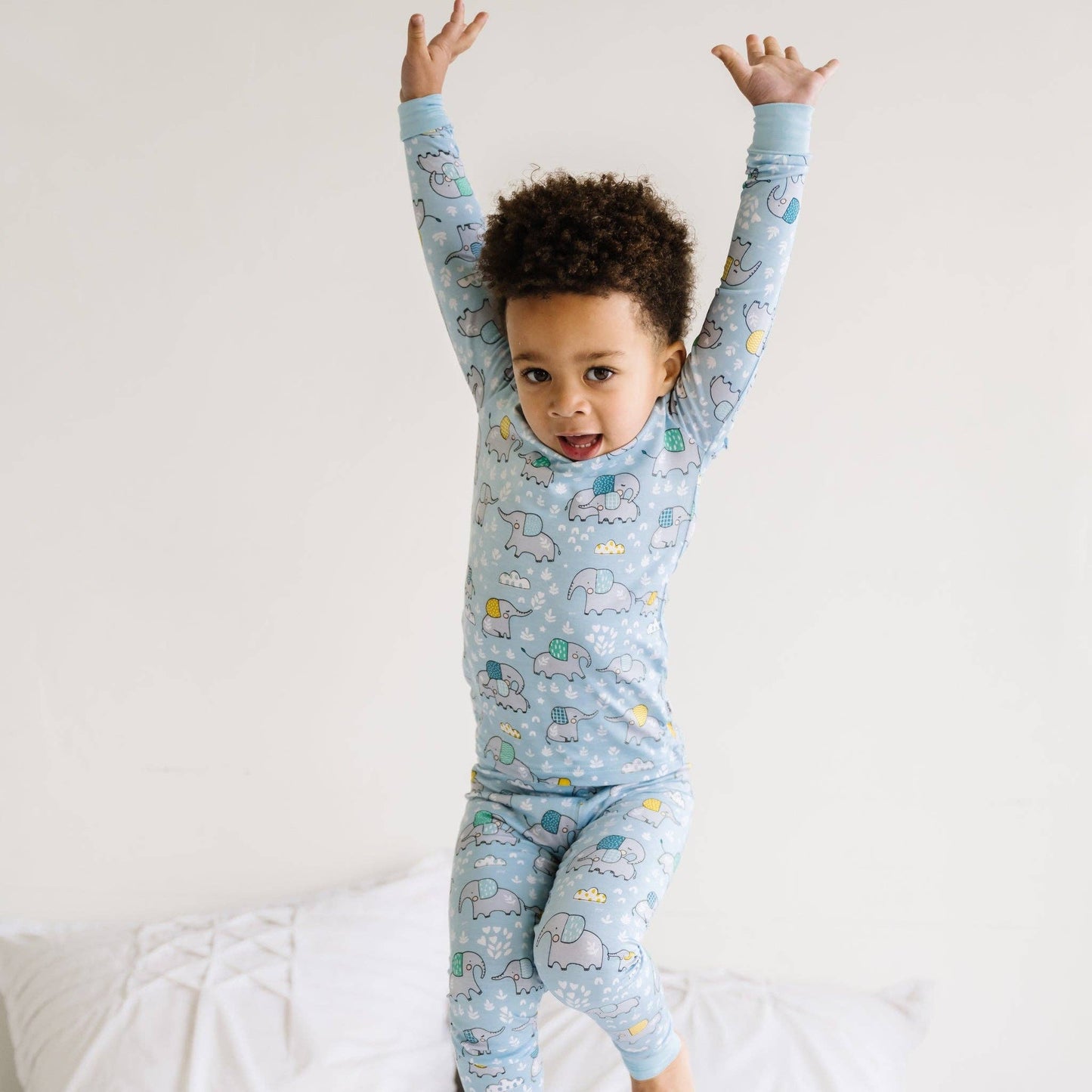 Blue Elephant Snuggles Two-Piece Bamboo Viscose Pajama Set