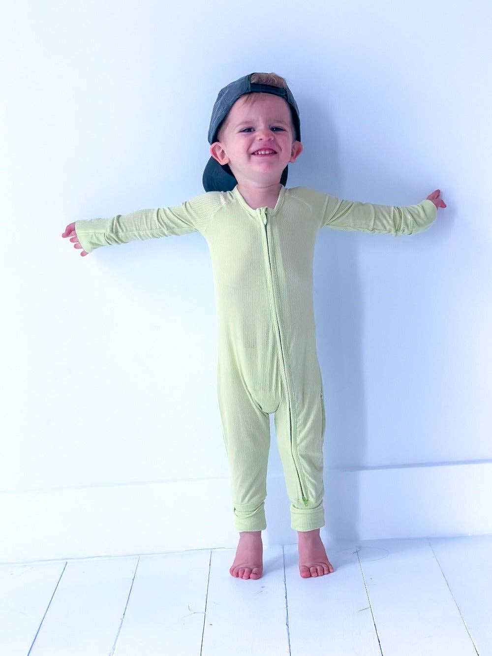 Limeade Ribbed Bamboo Toddler Zippy Romper