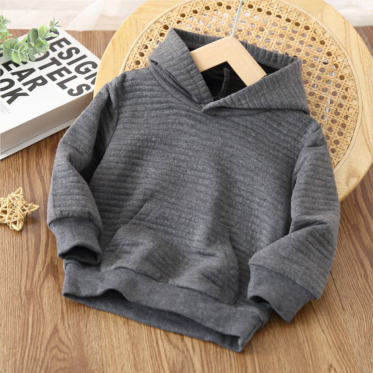 Toddler Boy/Girl Solid Color Textured Hoodie Sweatshirt