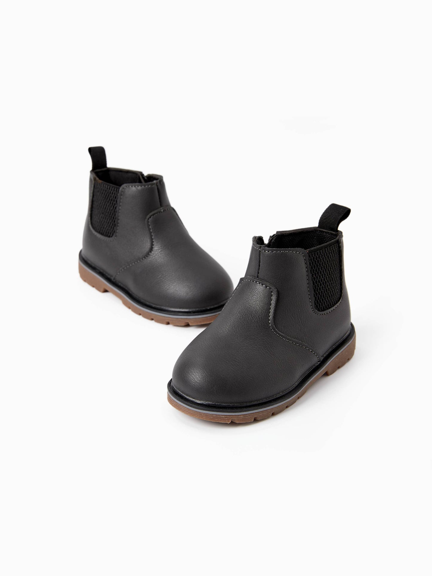 Kids' Spandex PU Leather Boots with Zipper - Solid Color