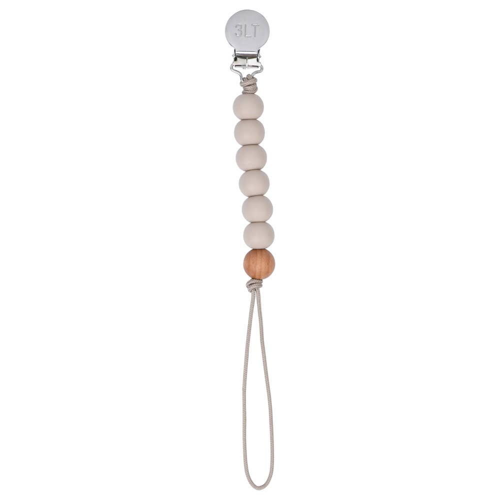 Taupe Beaded Pacifier Clip