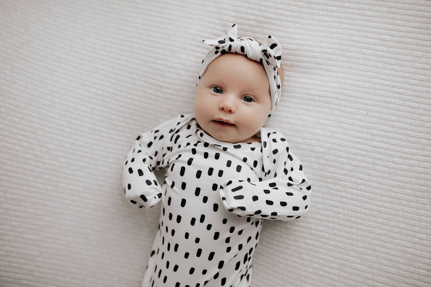 Black & White Poka Dot Knotted Gown