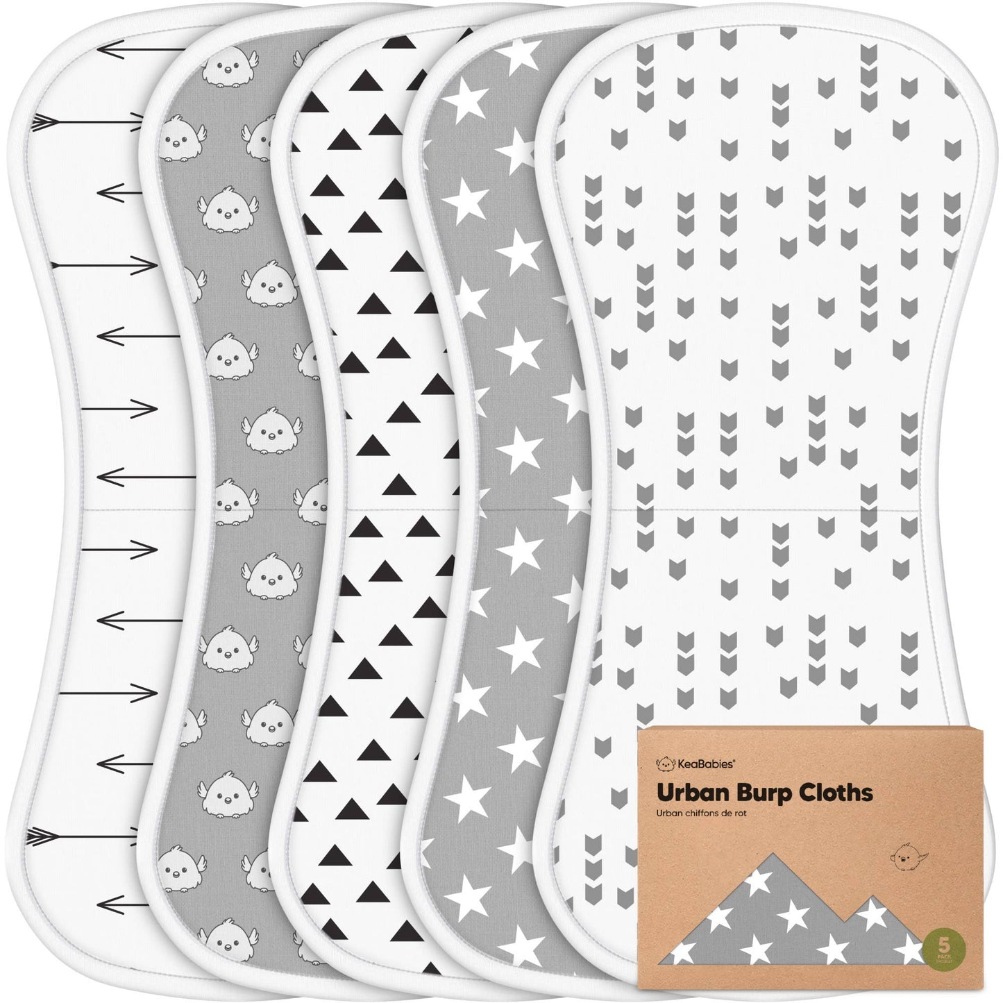 KeaBabies 5-Pack Urban Burp Cloths