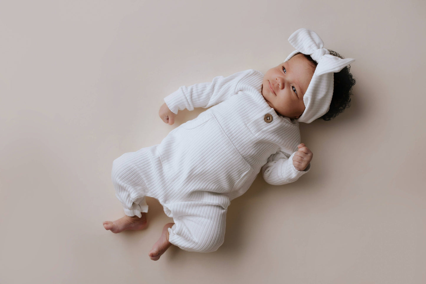 Baby Ribbed Playsuit with Pockets and Bow