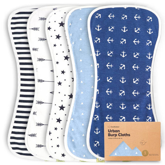 KeaBabies 5-Pack Urban Burp Cloths