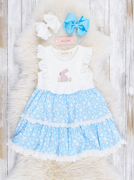 Blue Poppy Bunny Lace Ruffle Dress - Restocked!