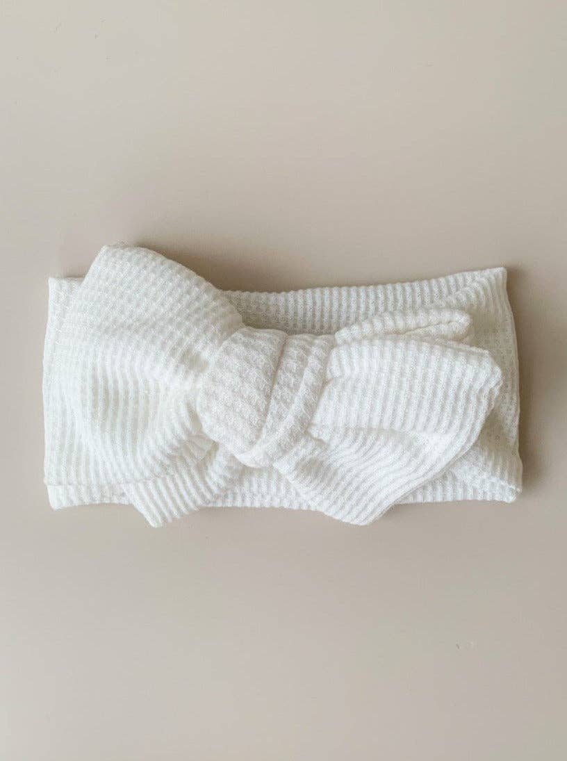 CHUNKY WAFFLE BOW HEADBAND - WHITE