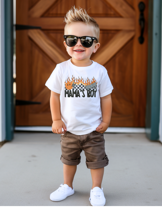 Mama's boy checkered print graphic tee