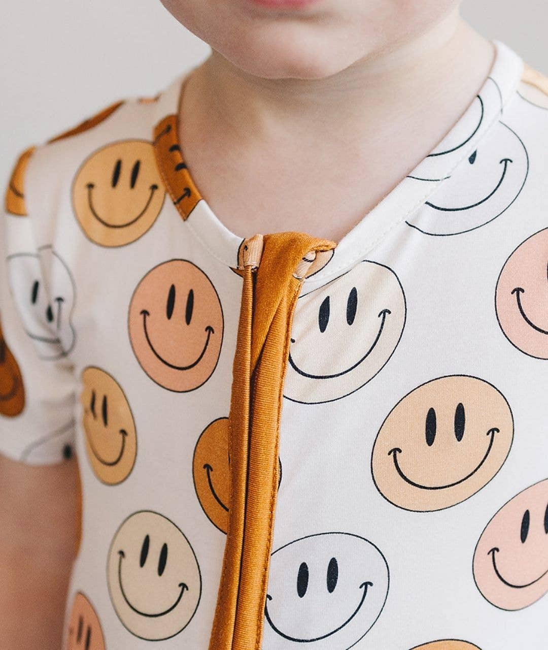 Smiley Bamboo Baby Clothing Short Romper | Copper