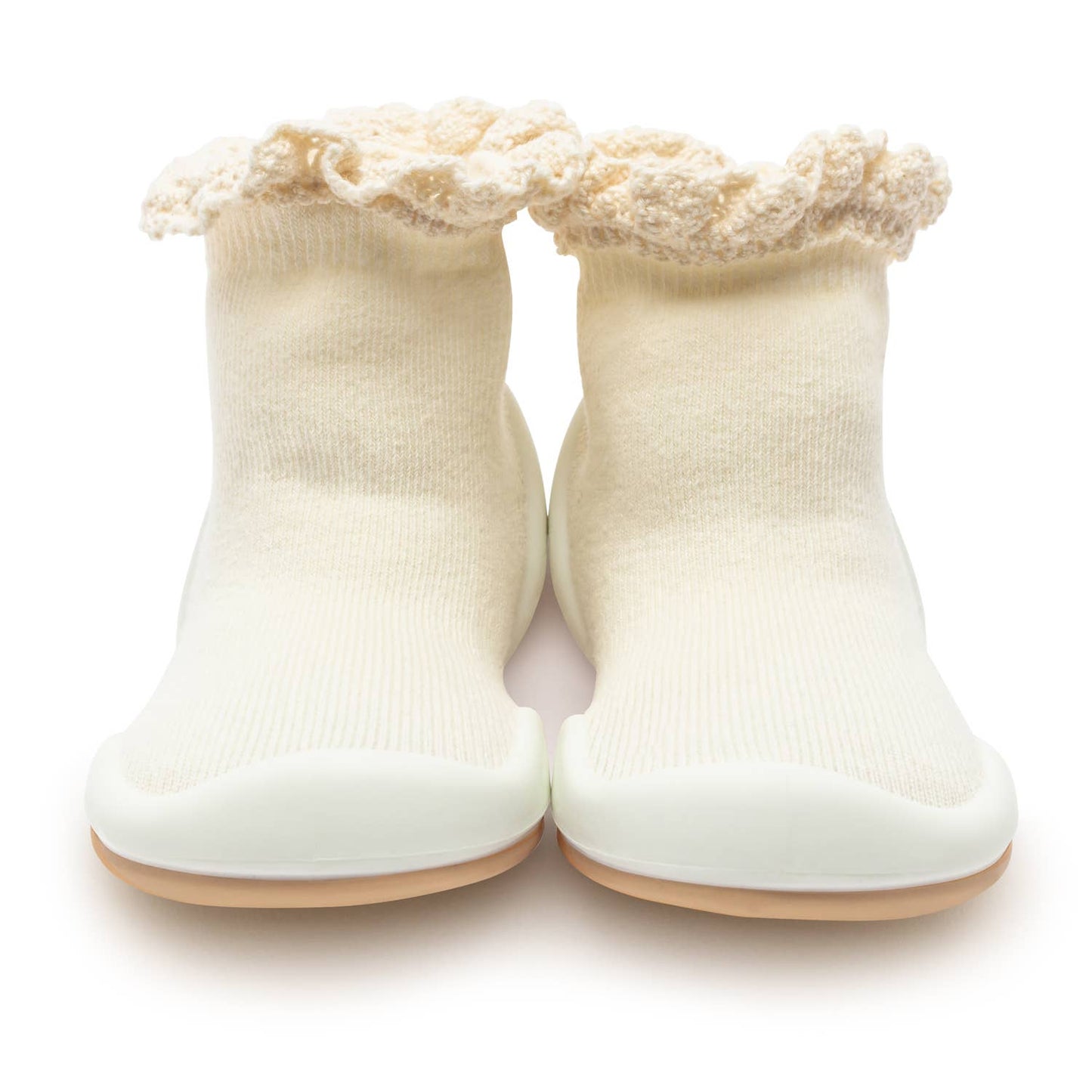 Komuello first walker baby sock shoes-Lace trim