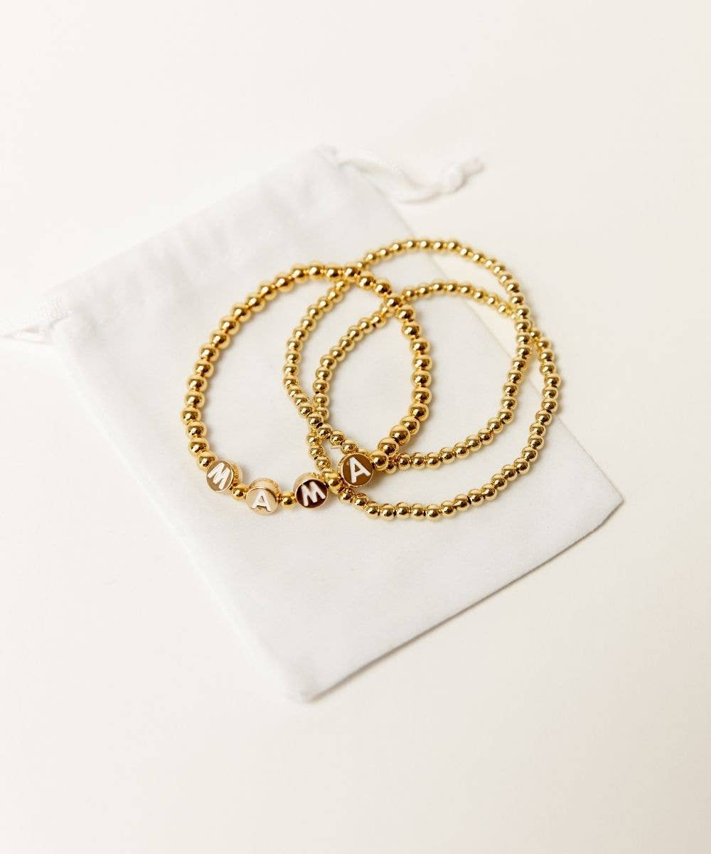 Mama Bracelet Set | 18K Gold Plated Set of 3 for Mom